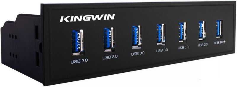 KingWin Front Panel USB 3.0 Hub 7 Port & One Fast Charging USB 2.1A Charging Port - Image 1